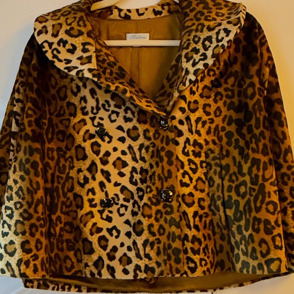 Vintage Leopard Print Formal Layering Cape
